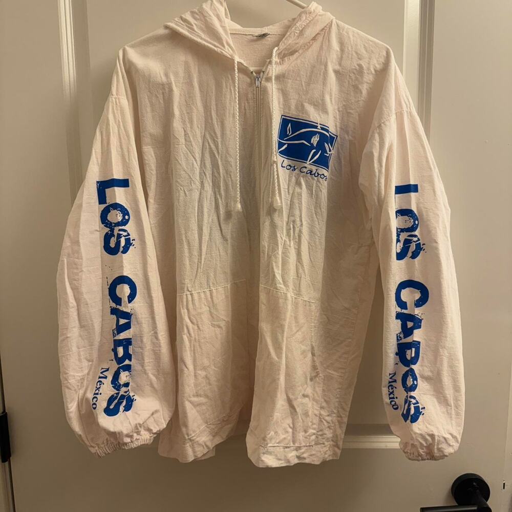 Vintage los cabos cotton white zip up windbreaker jacket